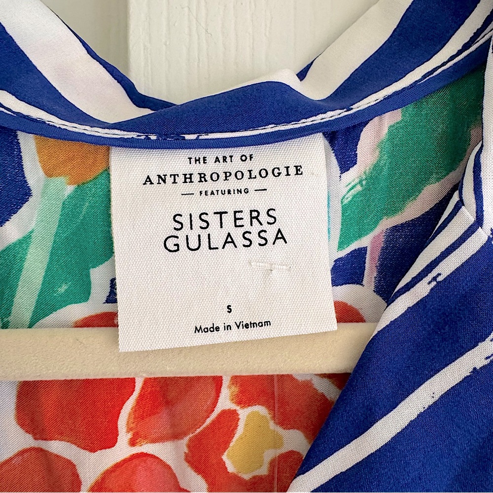 Anthropologie Sisters Gulassa Whimsy Pajama Top Floral Short Sleeve Small New - Picture 8 of 10